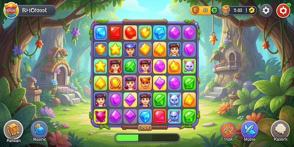 Tampilan gameplay seru dalam RPOK dengan tantangan Match-3.